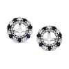 Blue Sapphire Beaded Double Frame Stud Hoops Jackets in Sterling Silver
