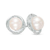 Diamond Accent Swirl Frame and Freshwater Pearl Stud Hoops