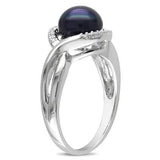 Black Cultured Freshwater Pearl Diamond Ring