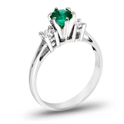 Emerald Diamond Three Stone Ring