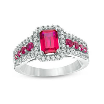 Ruby and White Sapphire Frame Ring
