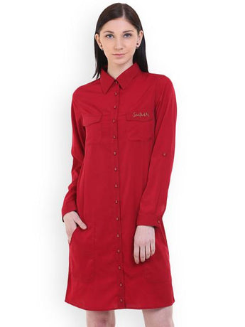 Rosyalps Red Shirt Dress